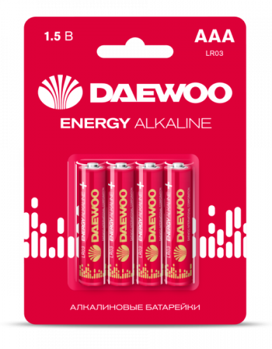 LR03/ААА Батарейка LR03 DAEWOO Energy Alkaline BL- 4  ЦЕНА за 1шт  (4шт. блистер)
