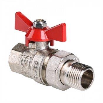 Шаровой кран латун. никел. VALTEC (ВР-НР), бабочка, 3/4" американка