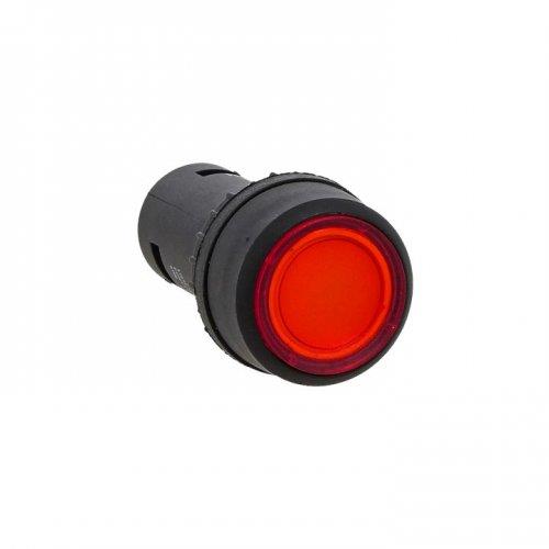 Кнопка SW2C-10D с подсветкой 220В  красная NO EKF