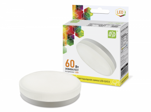 Лампа 8w  LED-GX53-standard 230В 3000К 720Лм  ASD