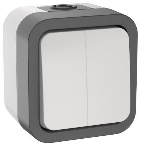 IEK TORS Выключатель двухклавишный 10А IP55 TS205 белый