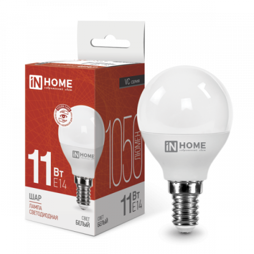 Лампа 11w LED-ШАР-VC 11Вт 230В Е14 4000К 1050Лм IN HOME
