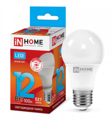 АКЦИЯ !! Лампа 12Вт LED-A60-VC 230В Е27 4000К 1080Лм IN HOME