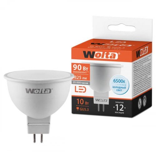 Лампа 10w 25WMR16-220-10GU5.3 MR16 10Вт 825лм 6500К GU5.3 WOLTA