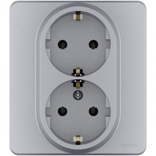 INSPIRIA - алюминий Розетка 2 x 2К+З - немецкий стандарт - 16 А - 250 В~