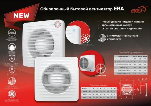 Вытяжной вентилятор ERA 4  c антимоскитной сеткой D100