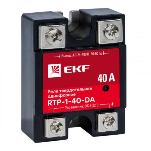Реле твердотельное однофазное RTP-40-DA EKF 40A управление 3-32V DC выход 24-480V AC