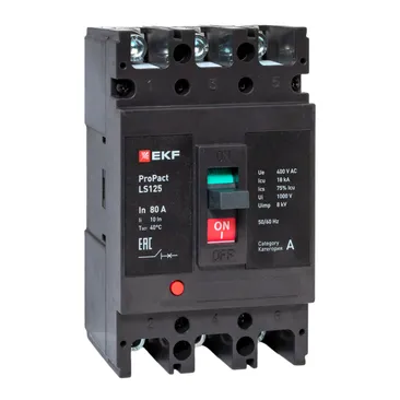 EKF Автоматический выключатель LS125 18кА 3P 80А ProPact