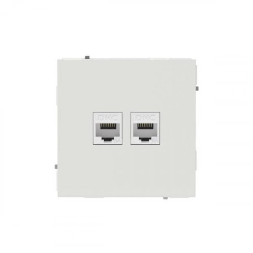 Компьютерная розетка RJ-45 без шторки, кат.6А двойная, KANT, белый песок