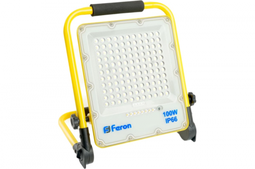 Светодиодный прожектор Feron LL-952 100W переносной с зарядным устройством 15Ah 18650, 6400K, IP66
