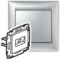 770230 Розетка RJ45 UTP кат5е 1в с захватами   АЛЮМ   VALENA