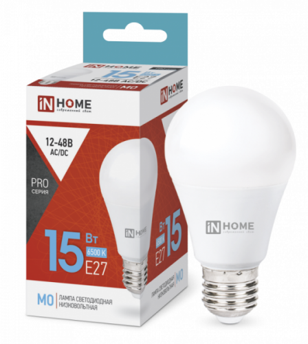 Лампа 15W НИЗКОВОЛЬТНАЯ LED-MO-PRO 15Вт 12-48В Е27 6500К 1200Лм IN HOME