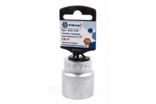 Головка торцевая КОБАЛЬТ 1/2", 30 мм, Cr-V (1 шт.) подвес