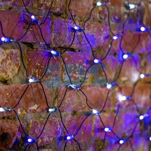 Гирлянда "Сеть" 2,5х2,5м, IP65 -40С, черный ПВХ, 432 LED Белые/Синие