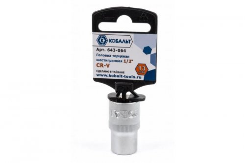 Головка торцевая КОБАЛЬТ 1/2", 13 мм, Cr-V (1 шт.) подвес