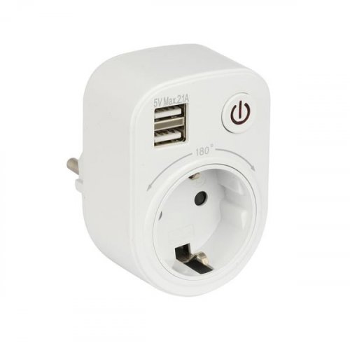 Розеточный блок SB-01 (розетка 2P+E 16А, 2 USB разъема 5V 2,1A) EKF PRO