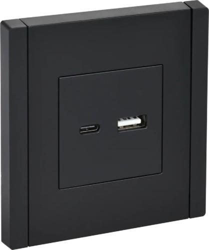 FORTE&PIANO Роз. USB A+C 3,1А FP150 чер. IEK