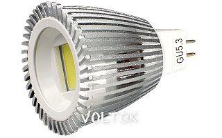 Распродажа Светодиодная лампа ECOSPOT MR16 6W 12V  GU5,3 БЕЛЫЙ 2700-3000K 80° 380-400лм.Ф50х65 мм