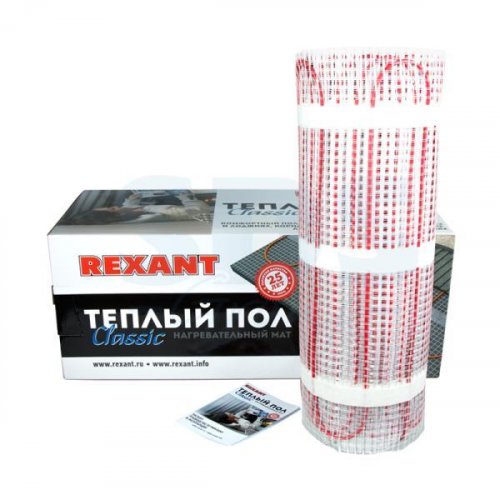 Нагревательный мат REXANT Classic RNX S=9,0 м2   1350 Вт двухжильный с экраном (0,5 х 18,0 м)