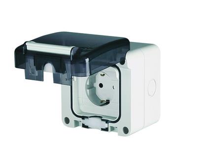 Розетка настенная 2P+E. Ток 16 А IP66 ДКС