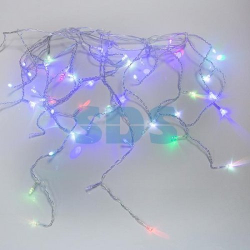 Гирлянда Айсикл (бахрома) светод. IP20 -20С, 1,8 х 0,5 м, прозрачный провод, 230 В, диоды RGB