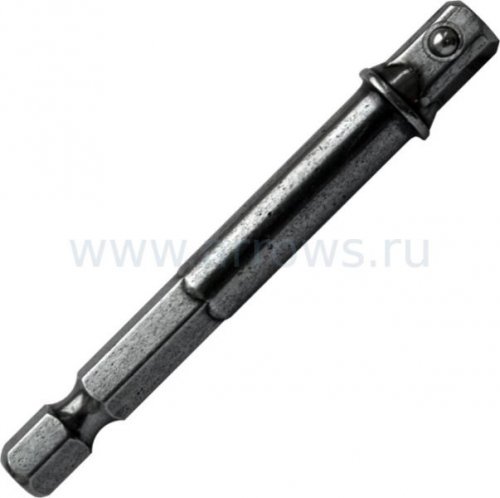 Адаптер  квадрат  1/4" для головок, длина 65 мм, хвостовик шестигранник 1/4" ПРАКТИКА