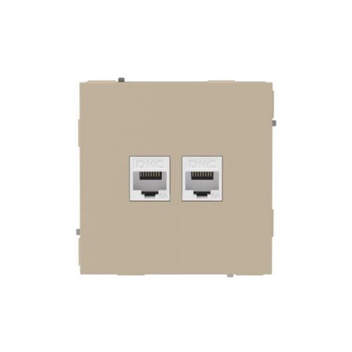 Компьютерная розетка RJ-45 без шторки, кат.6А двойная, KANT, ванильный марципан