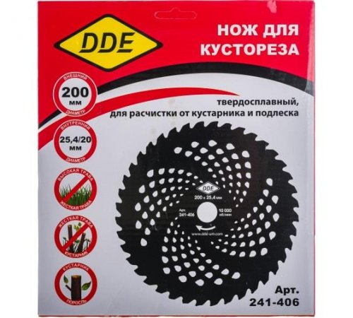 Диск для кустореза DDE WOOD CUT твердосплавный, 40 зубьев, 200 х 25,4/20 мм (толщина = 1,3)