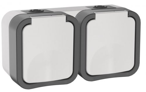 IEK TORS Розетка 2-ая с з/к кр. гориз. 16А IP55 TS222 белый