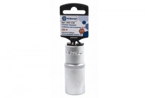 Головка торцевая глубокая КОБАЛЬТ 1/2", 24 мм, Cr-V (1 шт.) подвес