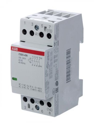 ESB40-40N-06 Модульный контактор ABB (40А АС-1, 4НО) катушка 230В AC/DC 3 модуля