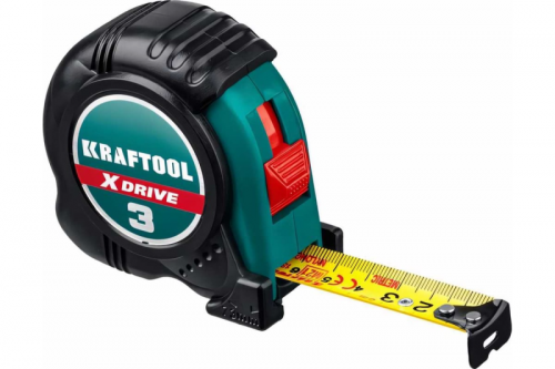 Рулетка 3 м х 19 мм KRAFTOOL  X-Drive  с ударостойким обрезиненным корпусом