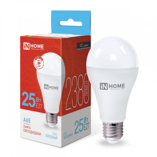 Лампа 25w LED-A65-VC 25Вт 230В Е27 6500К 2380Лм IN HOME