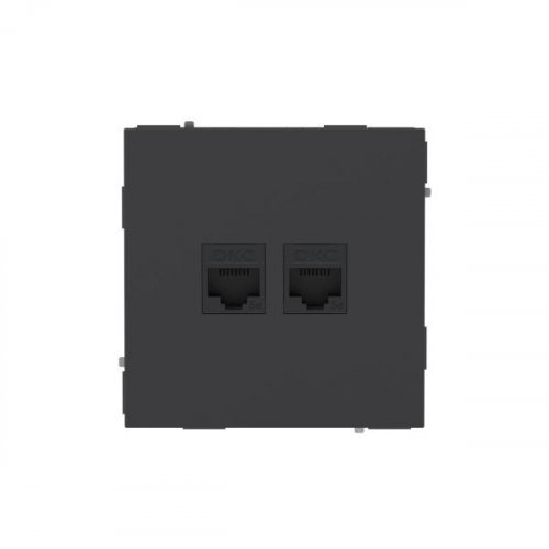 Компьютерная розетка RJ-45 без шторки, кат.5е двойная, KANT, черный уголь