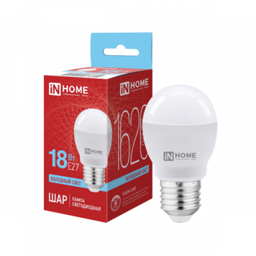 Лампа 18w LED-ШАР-VC 18Вт 230В E27 6500K 1620Лм IN HOME