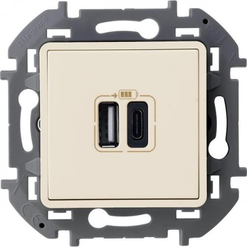 INSPIRIA - слон.кость Зарядное устройство с двумя USB-разьемами A-C 240В/5В