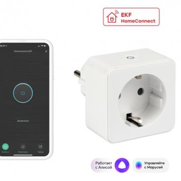 Умная розетка Сonnect Wi-Fi бел.EKF