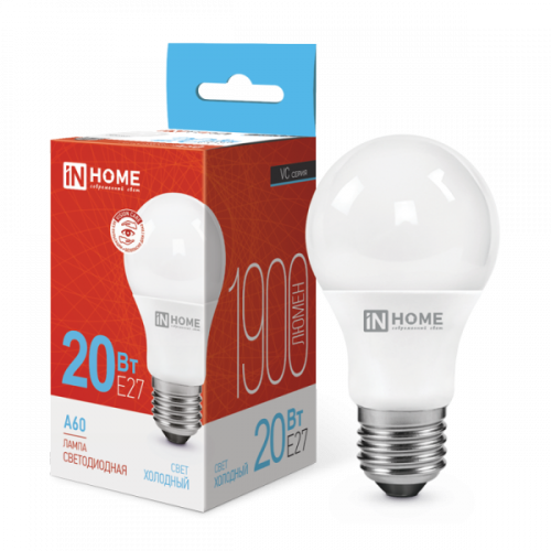 Лампа 20w LED-A60-VC 20Вт 230В Е27 6500К 1900Лм IN HOME