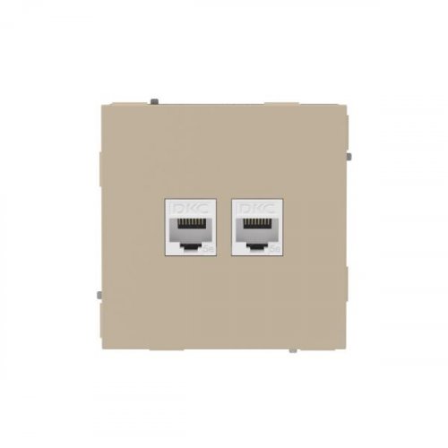 Компьютерная розетка RJ-45 без шторки, кат.5е двойная, KANT, ванильный марципан
