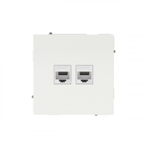 Компьютерная розетка RJ-45 без шторки, кат.6А двойная, KANT, белая магнолия