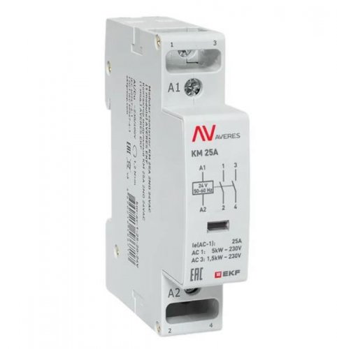 Контактор модульный КМ 25А 2NО 24VAC (1 мод.) AVERES EKF