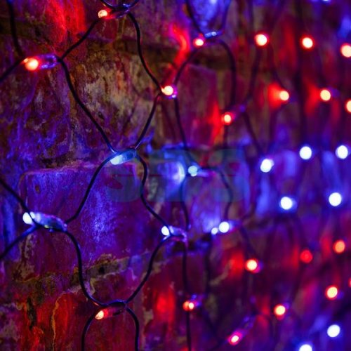 Гирлянда "Сеть" 2,5х2,5м, IP65 -40С, черный ПВХ, 432 LED Красные/Синие