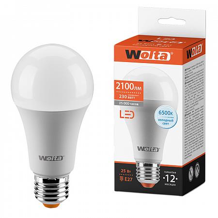 Лампа 25w A65 "Груша" 25W67BL25E27 25Вт 2100лм 6500К Е27 WOLTA