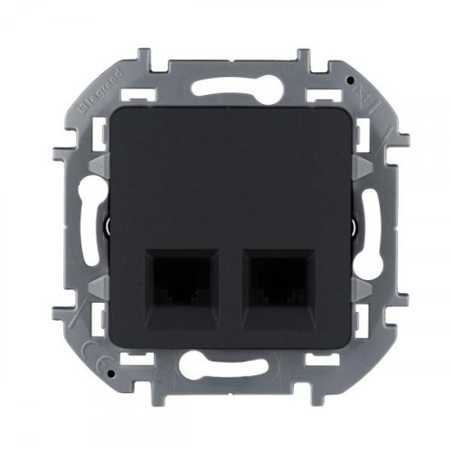 INSPIRIA - антрацит Розетка компьютерная 2ХRJ45 5e UTP