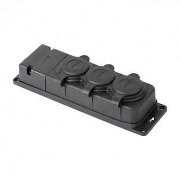 Колодка тройная с загл. каучук  230В 2P+PE 16A IP44 EKF
