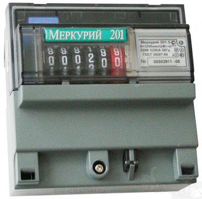 1-ф счетчик Меркурий-201.5, 5-60А , ОУ.6мод.