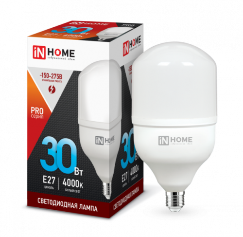Лампа 30w  LED-HP-PRO 230В Е27 6500К 2700Лм IN HOME