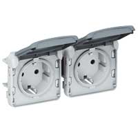 069576 Plexo Розетка 2x2К+З нем.ст.гориз. механизм IP55