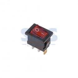 Выключатель клавишный 250V 6А (3с) ON-OFF красный с подсветкой Mini (RWB-206, SC-768) REXANT