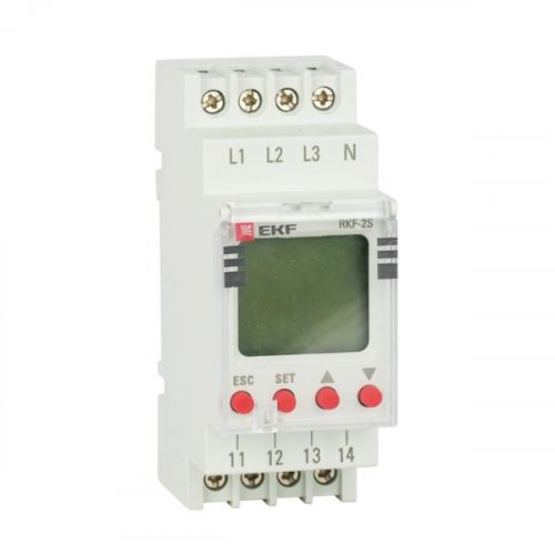 Реле контроля фаз и напряжения  с LCD дисплеем 380В  (с нейтралью) RKF-2S EKF PRO